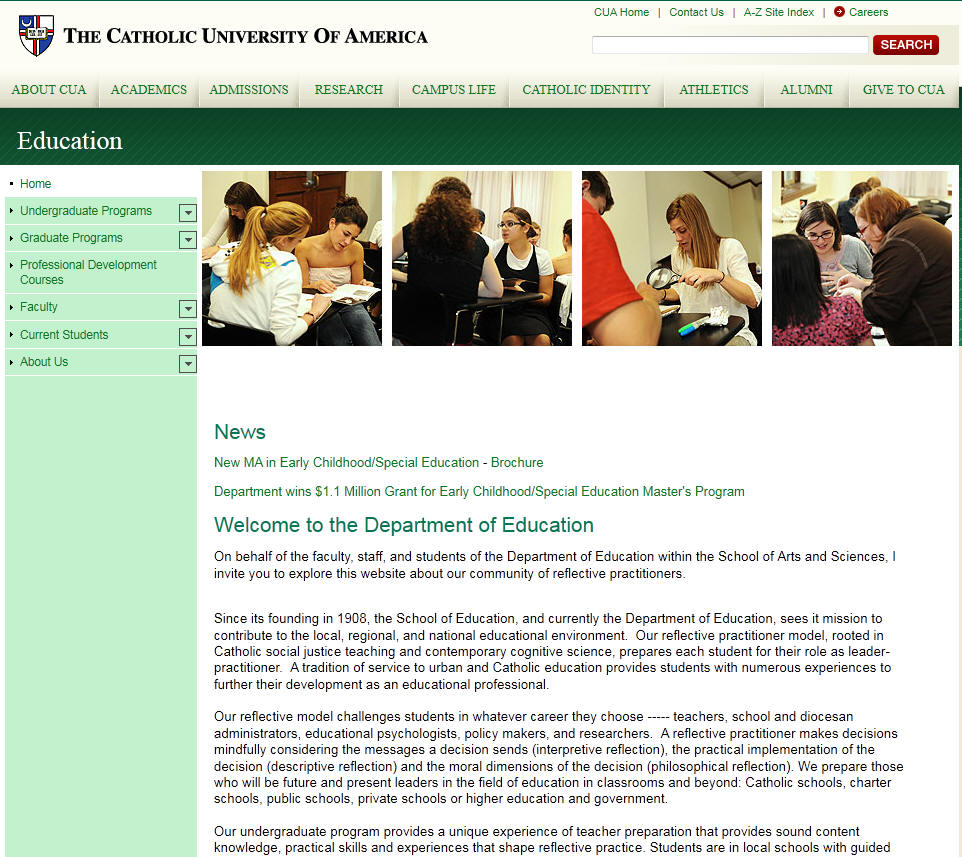 Catholic University of America Department of Education