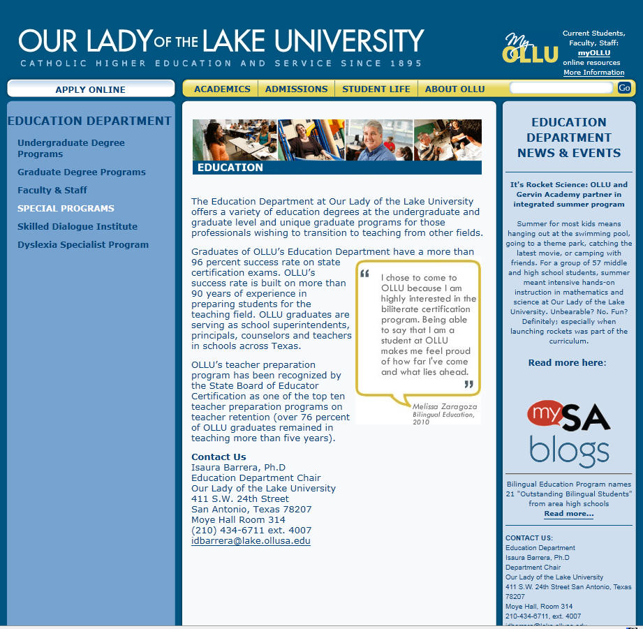 Our Lady of the Lake University Education Department