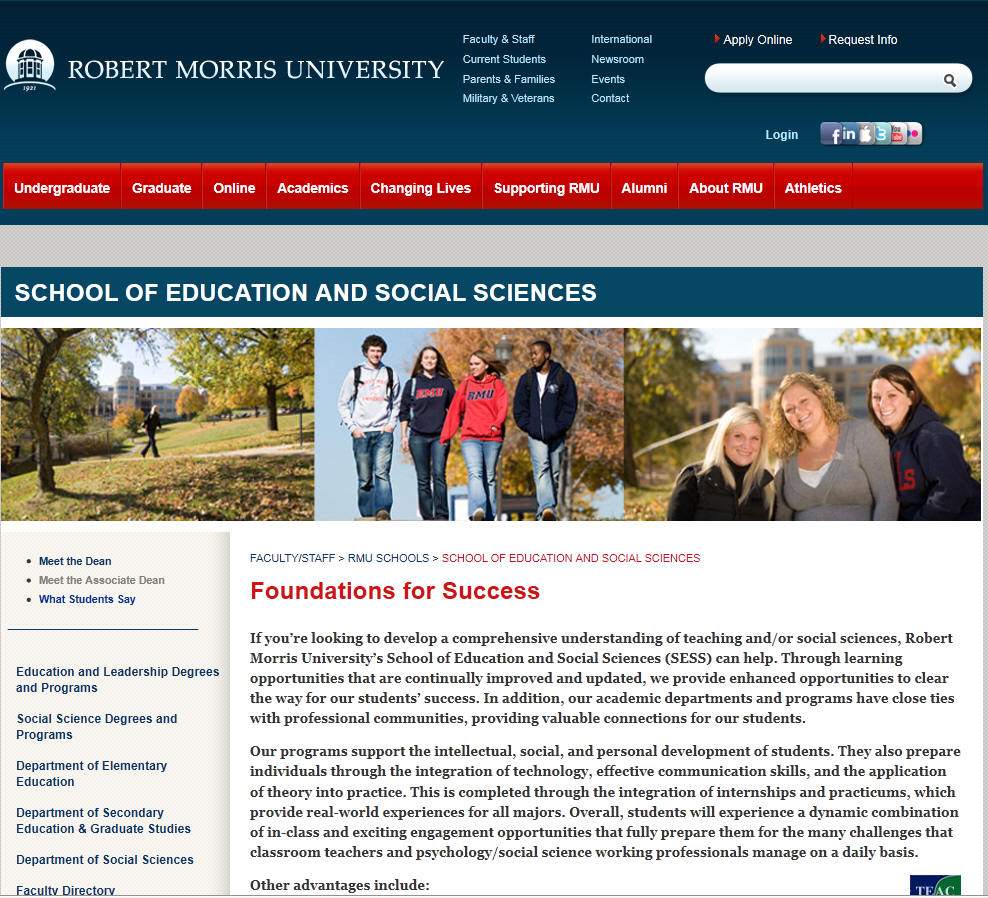 Robert Morris University School of Education and Social Sciences