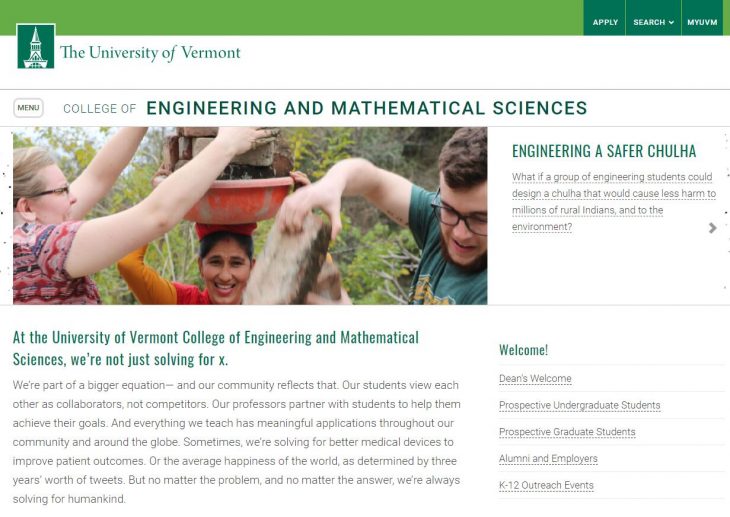 The College of Engineering and Mathematics Sciences at University of Vermont