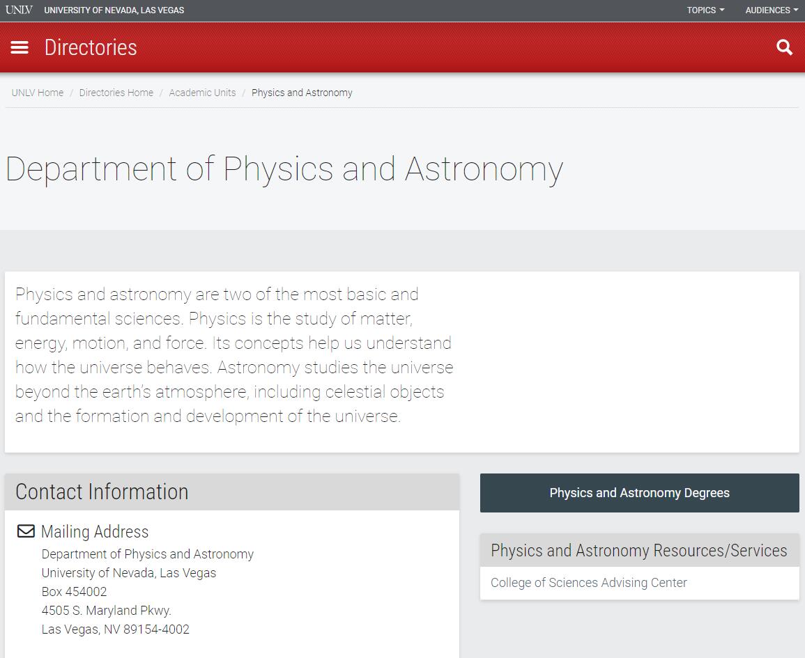 Top Physics Schools in Nevada