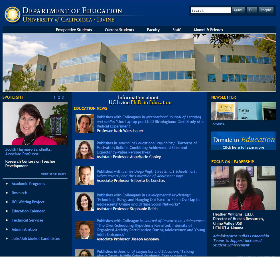 University of California Irvine Department of Education
