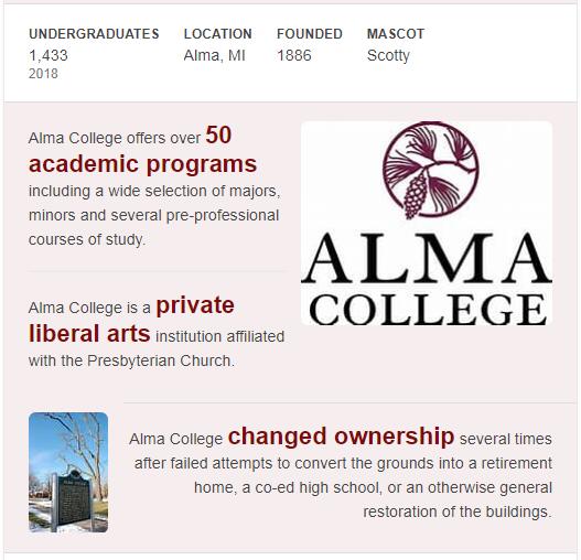 Alma College History