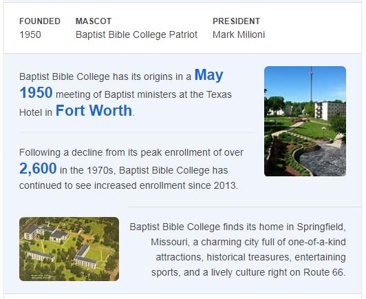 Baptist Bible College History