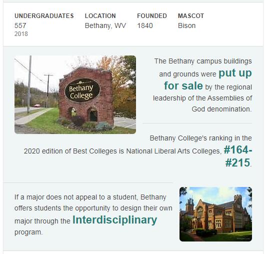 Bethany College West Virginia History