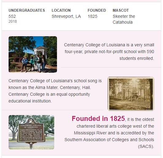 Centenary College History