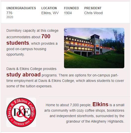 Davis and Elkins College History