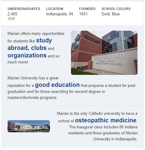 Marian College History