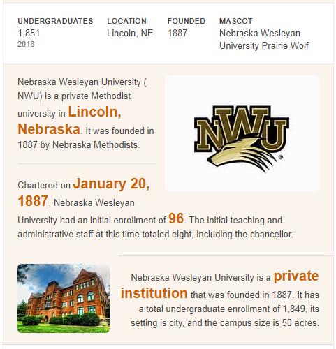 Nebraska Wesleyan University History