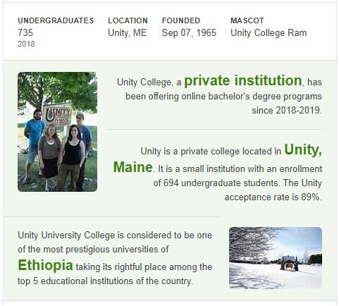 Unity College History