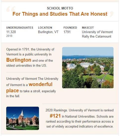 University of Vermont History