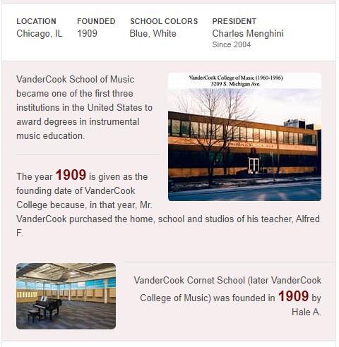 VanderCook College of Music History