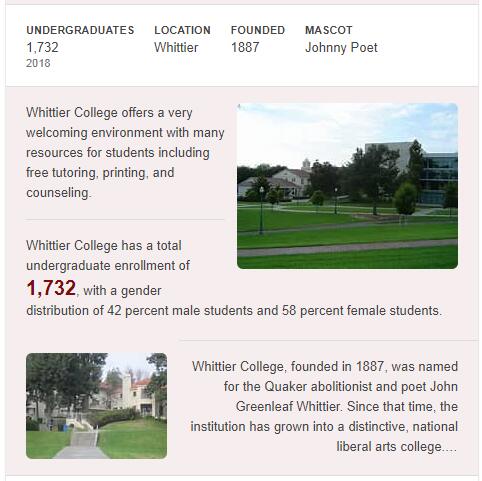 Whittier College History